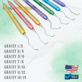 GRACEY CURETTE MULTICOLOR SCALER 7PC HIGH QUALITY PERIODONTAL DENTAL INSTRUMENTS