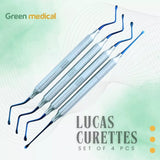 Periodontal Lucas Bone Curette set of 4 ( #85, 86, 87, 75) Dentist Lab Dental