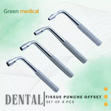 4pieces Dental Tissue Punch Curved 4mm, 5, 6, 8mm Surgical, Implant Instruments