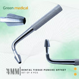 4pieces Dental Tissue Punch Curved 4mm, 5, 6, 8mm Surgical, Implant Instruments